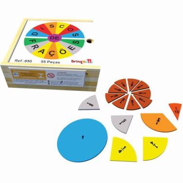 Imagem de Discos De Frações Brinquedo Educativo E Pedagógico Em Mdf - Brinqmutti