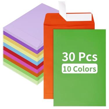 Imagem de Granhoolm Envelopes coloridos de 15 x 23 cm, envelopes coloridos 15 x 23 cm, para escritório, correio, armazenamento, organização, casa