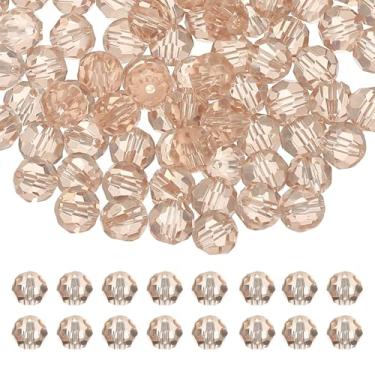 Imagem de Generic Contas de cristal redondas de 8 mm, 100 peças de contas de vidro facetadas com contas espaçadoras soltas para fazer joias, pulseira, colar, brincos, sinos de vento, artesanato, champanhe