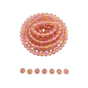 Imagem de DandS ltd Contas de vidro Crackle Lampwork para fabricação de joias, quartzo morango, pulseiras vibrantes, brincos, suprimentos de miçangas e kits de artesanato para joias artesanais, 80 peças 0,39