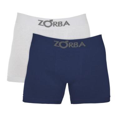 Imagem de Cueca Zorba Boxer Microfibra Sem Costura 781 C/2, Branco, Marinho, GG