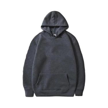 Imagem de Moletom Masculino Oversize Preto Pullover Casual De Cor Sólida Para Pr