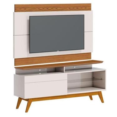 Imagem de Rack Bancada 1 Gaveta com Nicho e Painel para Tv Classic 1.4 Off White