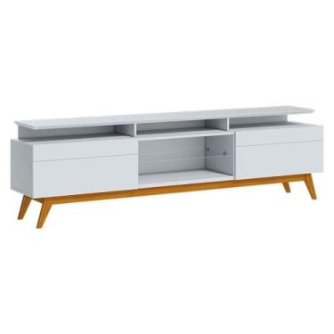 Imagem de Rack Bancada Classic 2 Gavetas Com Nicho 2.2 Branco Acetinado - Imcal 