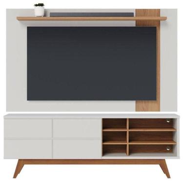 Imagem de Rack Bancada Noronha Com Painel Para Suspenso Extensivo Leme Off White Matte Freijó - Colibri