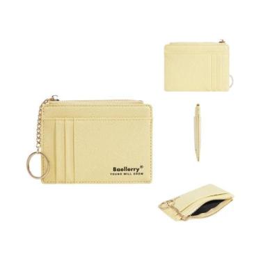 Imagem de Carteira Slim Feminina Multi Cartões Com Chaveiro Estilo Ins, Bolsa De