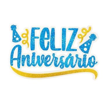 Imagem de PAINEL FELIZ ANIVERSARIO GLITTER AZUL
