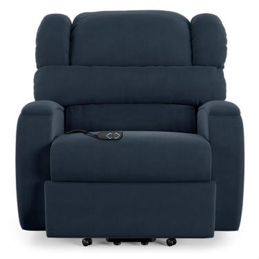 Imagem de Poltrona Do Papai Reclinável Napoli Elevação Lift Elétrico Veludo Azul Fh1
