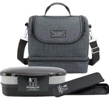 Imagem de Kit Marmita Térmica 3 peças Jacki Design Viajem Portátil, Preto