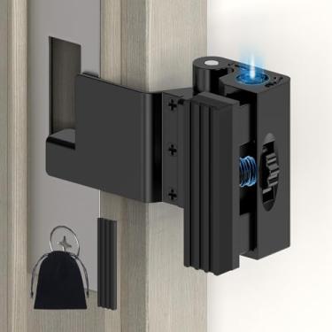 Imagem de BiceNoning Fechadura de porta portátil para viagens, sem perfuração, trava de reforço de porta ajustável, trava de segurança extra para portas de apartamentos e quartos de hotel, suporta força de 362