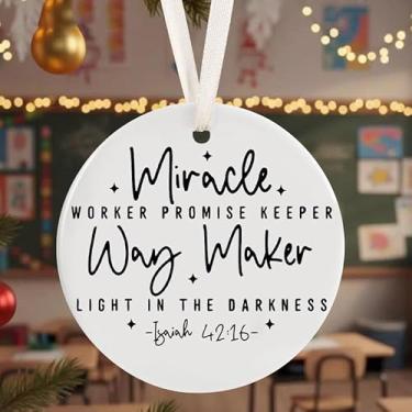 Imagem de Enfeite redondo de cerâmica plana para pendurar passagens bíblicas presentes para amigo, professor ou colega, pingente de lembrança para decoração de porta de parede