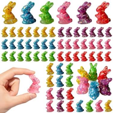 Imagem de 60 peças de mini artesanato em miniatura de resina de Páscoa, bonecos de ovo de coelho para encher vasos, pingentes de geleca faça você mesmo, acessórios de jardim de fadas, enfeites de bolo de