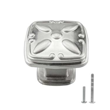 Imagem de Modket Puxador de armário de cozinha clássico tradicional sólido da série Titus — Puxador de 3,5 cm — Níquel escovado — 10 pacotes