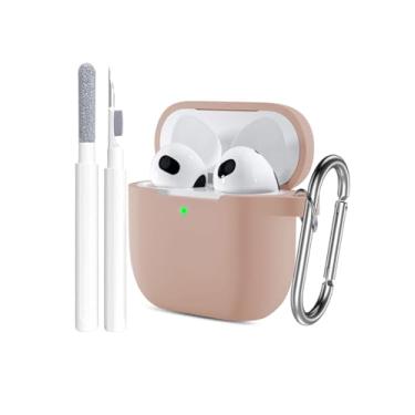 Imagem de Capa para AirPods 4 (2024), capa protetora de silicone macio para Apple AirPods 4ª geração, capa feminina e masculina com chaveiro e kit de limpeza, chá de leite