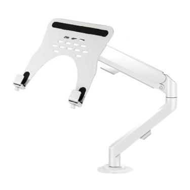 Imagem de KEG801302 Suporte de braço de laptop de escritório para mesa comporta 2 a 9 kg, braço de mola a gás ajustável 2 em 1, suporte de mesa para monitor único com bandeja para telas de 43.2 cm-76.2 cm ou