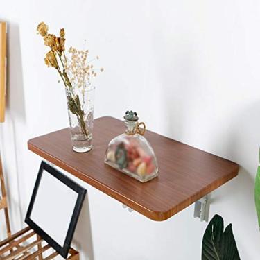 Imagem de Mesa dobrável de madeira montada na parede, mesa de computador multifuncional, mesa de jantar de cozinha, bancada de trabalho flutuante, escrivaninha, mesa de laptop, mesas de bar, cor nogueira, com