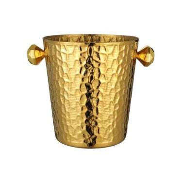 Imagem de Balde para refrigerar vinho e cerveja champanhe festa grande capacidade granulado de gelo doméstico banheira de bebida de aço inoxidável (ouro)