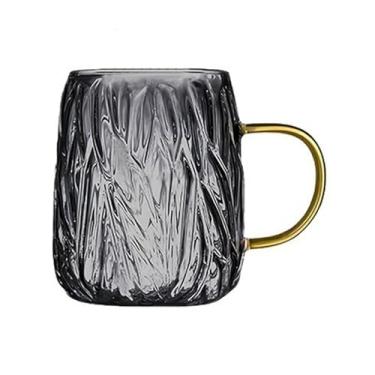 Imagem de x3anggyt5 Copos de vidro, canecas de café de vidro texturizado glaciar de 480 ml com alças para chá, cappuccino, latte, suco e leite (cinza)