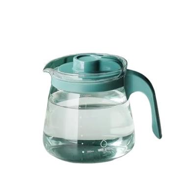 Imagem de x3anggyt5 Jarro de água de grande capacidade bule de vidro transparente resistente ao calor com alça recipiente de suco de bebida chaleira de água doméstica jarra de chá gelado (verde)