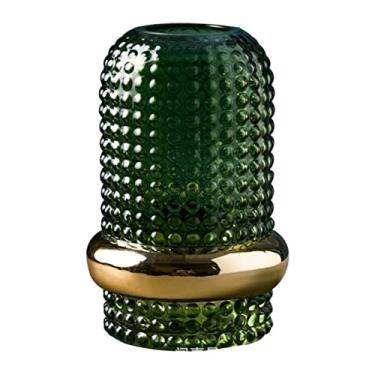 Imagem de Vaso de flores europeu verde escuro com borda dourada vaso de flores arranjo de flores hidropônico vaso de plantas em vaso interno decoração de mesa presente decoração de casa (grande)