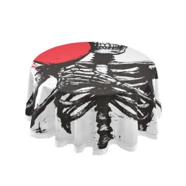 Imagem de Qilmy Toalha de mesa redonda de palmeira de treliça verde, 152 cm, resistente à água, à prova de derramamento, capa de mesa grande para jantar de reunião de família em ambientes internos e externos