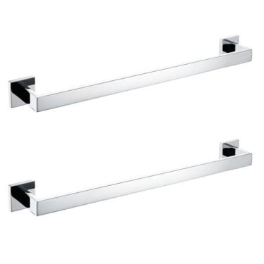 Imagem de Acessórios de hardware de banheiro de aço inoxidável, suporte de papel de rolo, suporte de toalha, prateleira de vaso sanitário, prateleira de parede cromada, barra de toalha, 2 peças de barra única