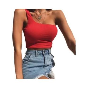 Imagem de Top Cropped Feminino De Um Ombro Só Sem Mangas Para Verão, Regata De P