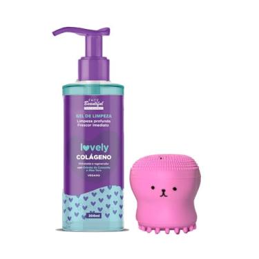 Imagem de Kit Cuidados Gel Lovely 200ml +Esponjinha Polvo Facial Face Beautiful (COLÁGENO)