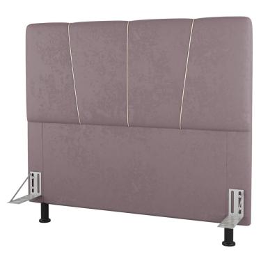 Imagem de Cabeceira Cama Box Solteiro Amber 90cm Estofada Veludo Rosê - Desk Design