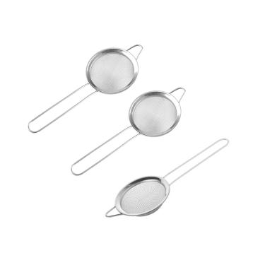 Imagem de Peneira Pequena Aço Inox 8cm Cabo Cozinha Confeitaria 3un