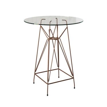 Imagem de Mesa Bistrô Alta Vidro 60Cm Base Ferro Cobre Cor: Branco