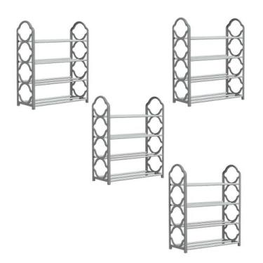 Imagem de Kit 4 Sapateira 4 Andares Gray Desmontável Organizador Multiuso Sapato