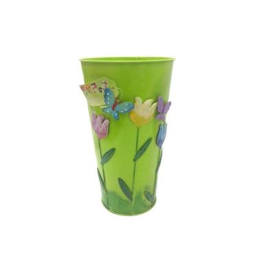 Imagem de Vaso Metal Enfeite Jardim Quintal Varanda Borboleta Flor Verde (sybo-g7)