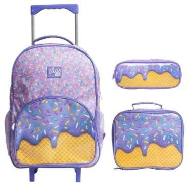 Imagem de Kit Mochila Yins Escolar De Carrinho Infantil Menina + Lancheira + Estojo Kit Candy - R...