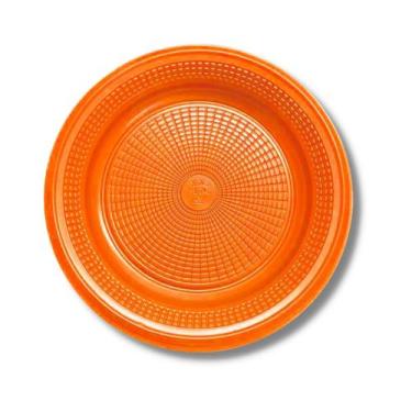 Imagem de Prato raso descartável laranja 15cm churrasco sobremesa c/ 1 - TRIK TR