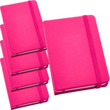 Imagem de Kit 5x Caderneta de Anotações 9x14cm 80 Fls Sem Pauta Rosa - TopGet