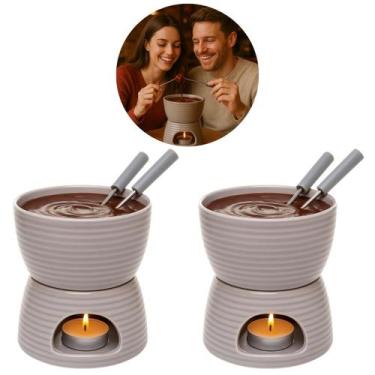 Imagem de 2 Aparelhos de Fondue Lines 6 Peças em porcelana 300ml - Wolf