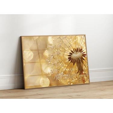 Imagem de Quadros Decorativos com Moldura Acrilico Cristal  Dente de Leao Dourad