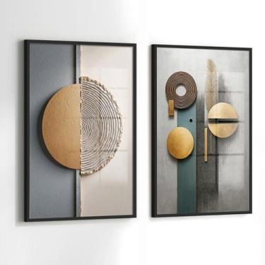 Imagem de Conjunto 2 Quadros Decorativos com Moldura Caixa Moderno Geometrico  p