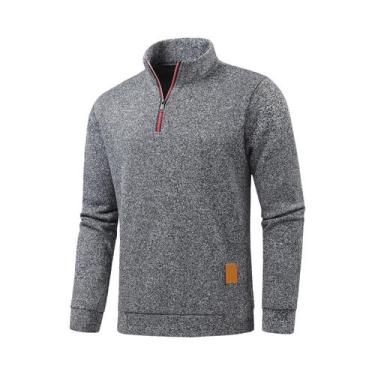 Imagem de Moletom Masculino De Manga Longa Com Zíper Até a Metade, Gola Alta, Co
