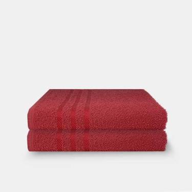 Imagem de Kit 2 Toalhas De Banho 68X130Cm 100% Algodão - Vermelho - Dugu