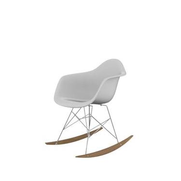 Imagem de Cadeira De Balanço Eames Com Braço Branca  Base Em Metal E Madeira