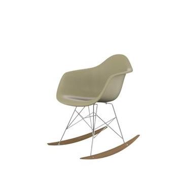 Imagem de Cadeira De Balanço Eames Com Braço Creme  Base Em Metal E Madeira
