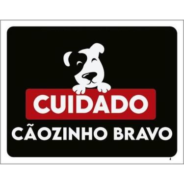 Imagem de Kit 10 Placas Cuidado Cãozinho Bravo Sorriso 27X35 - Sinalizo