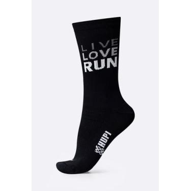 Imagem de Meia HUPI Live Love Run Preto - LT para pés menores 34-38, Branco