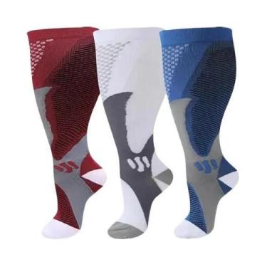 Imagem de Meias De Compressão plus Size Para Panturrilhas Largas 3XL-7XL 15-20mm