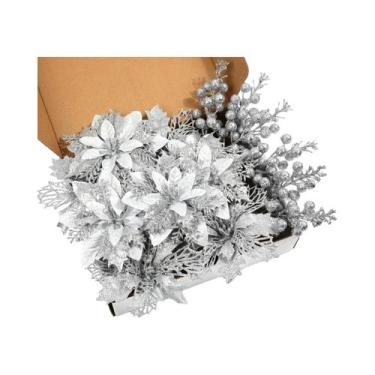 Imagem de 21 Peças De Flores Artificiais E Buquê De Frutas Vermelhas Para Decora