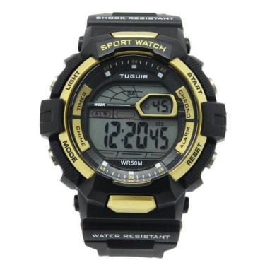 Imagem de Relógio Masculino Tuguir Digital TG30452 Preto e Dourado