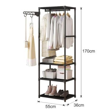 Imagem de Arara Sapateira metal Rack 3 Prateleiras Organizador vertical de Roupa