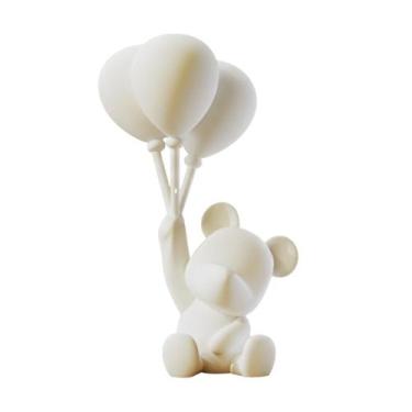 Imagem de Escultura Decorativa Urso com Balões - 3D Think BR, Rosa Claro